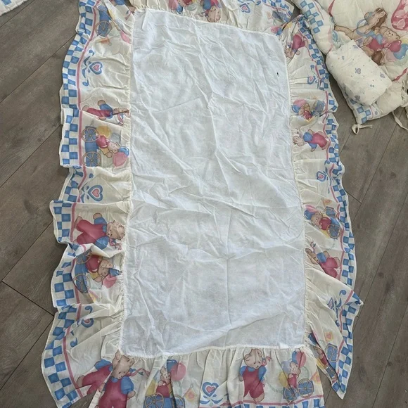 Vintage 90s Red Calliope Baby Bedding Complete Nursery SET Teddy Quilt & Accents